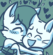 Sandy hugs Mike tight and covers his cheek in kisses, hearts floating around them.