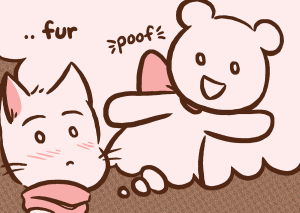 Mike's imagined Lucy transforms into a bear wearing a pink bow.