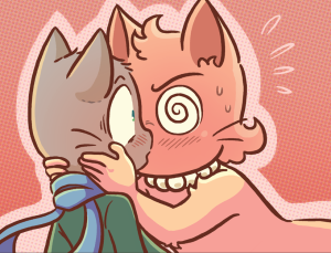 Daisy, red-faced, grabs Mike's face and kisses him as his eyes shoot open in shock.