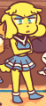 Katie in her cheerleading uniform in Popularity Contest.