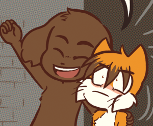 David beams and pumps his fist while hugging Paulo around the shoulders, saying "Nonsense, only the best for my amigo!" Paulo looks shocked.