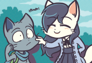 Sandy pinching Mike’s cheek as he smiles nervously.