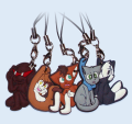 A set of PVC character charms including Augustus.