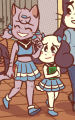 Jessica and Rachel in their cheerleading uniforms in Burnt Bridges.
