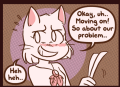 Sue nervously shuffles papers in Out of the Frame.