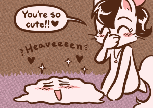 Young Mike melts into a puddle as Sandy hugs him and giggles "You're so cute!!".