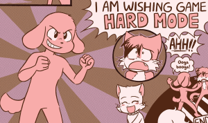 David drops into a fighting stance and declares "I AM WISHING GAME HARD MODE".