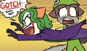 Paulo, dressed as the Joker, leaps out of the bushes at a screaming Mike while yelling "GOTCH-- aww shit".