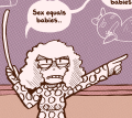 The sex-ed teacher in the redrawn The Burden of Parenthood.
