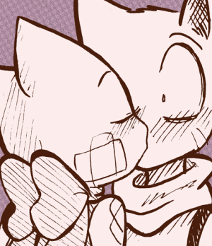 Lucy stands on her toes and kisses a wide-eyed Mike on the lips.