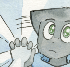 Jordan throws a punch at Mike, who tilts his head aside and catches Jordan's fist with a calm expression.