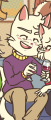 Harvey in a purple sweater in New Year's Resolution.