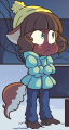 Molly in her winter coat in New Year's Resolution.