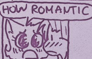 Daisy leans in with sparkling eyes shouting "HOW ROMANTIC" while Paulo blushes.