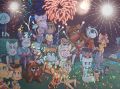 Augustus in the holographic "Fireworks" poster.